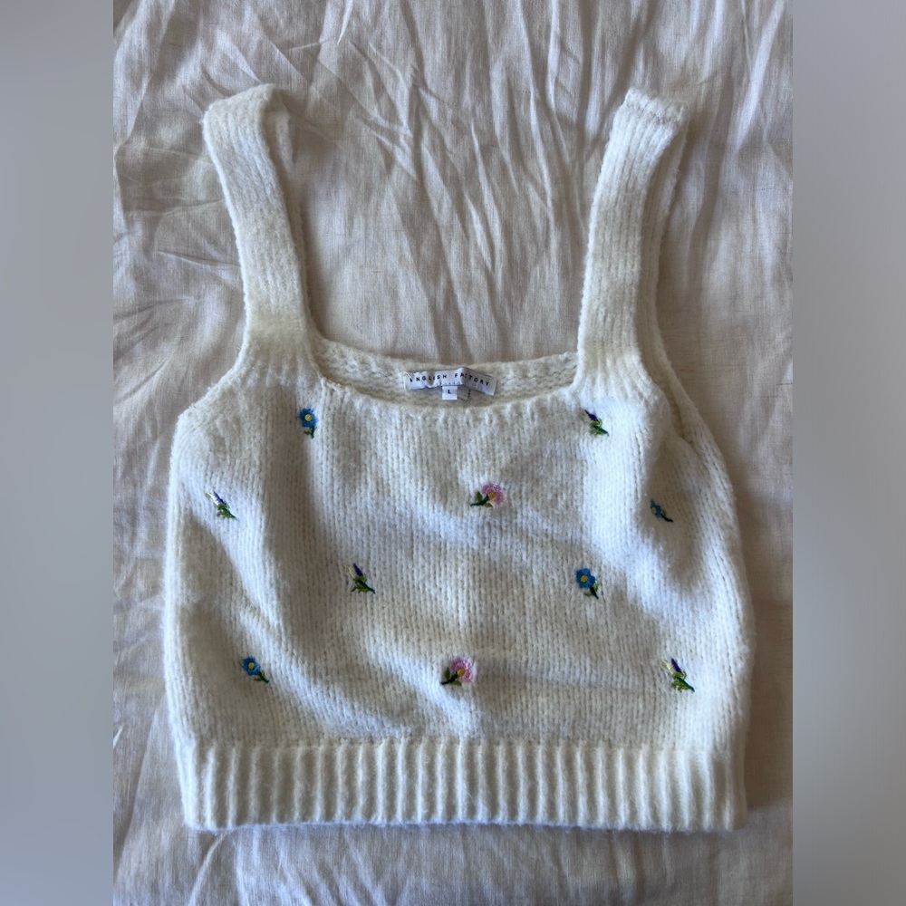 English Factory Cream Textured Knit Top